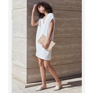 Everlane Japanese GoWeave Cocoon V-Neck Dress Bone White Size 8